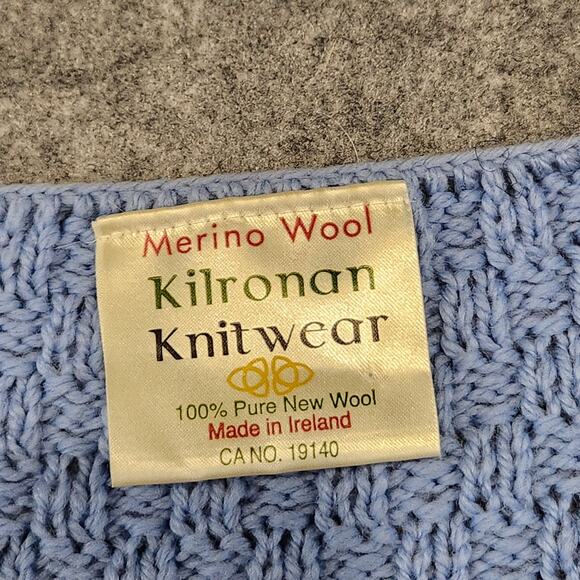 Kilronan Knitwear Womens L Large 100% Merino Wool Cableknit Cardigan Sweater - Picture 7 of 15